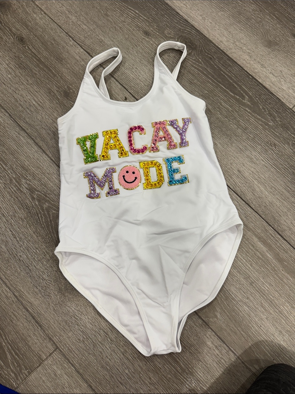Lola and the Boys White 'VACAY MODE' Sequin One-Piece Swimsuit womens size S